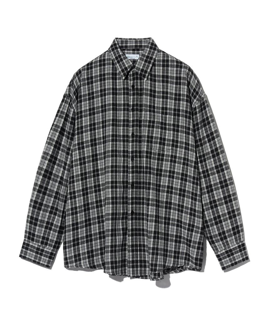 STANDARDERROR 87-Stan130 Nerd Mood Oversized Pocket Long Sleeve Check Shirt Black