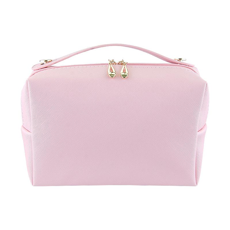 Cosmetic Bag Women Popular Product Pu Hand-Held Portable Square Waterproof Zipper Cute Travel Makeup Skincare Bag