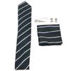 Men Gift Tie Set Silky Necktie Tie Clip Soft Lightweight Pocket Square Cufflink Set 8cm Width for Business Green