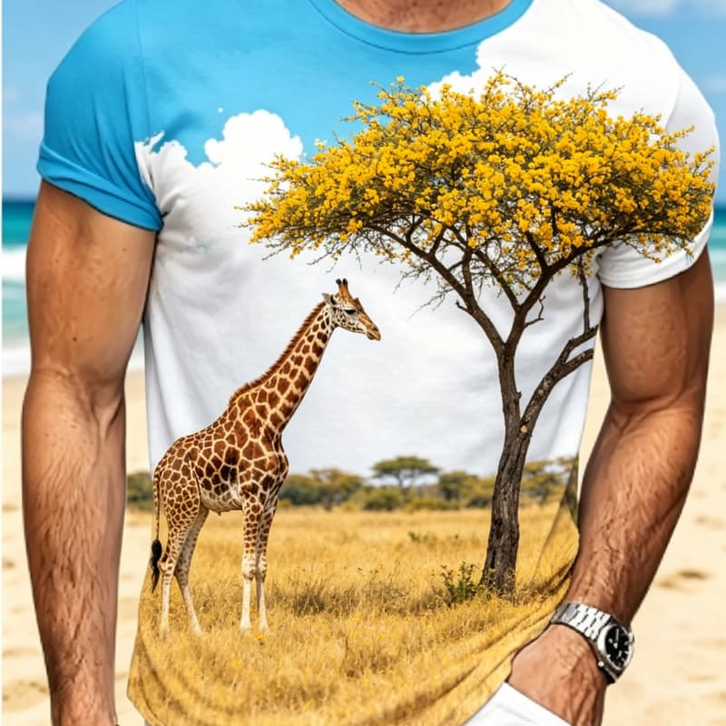 

Men s fashion 3D printed men s T-shirt round neck short sleeve, trendy street wear S