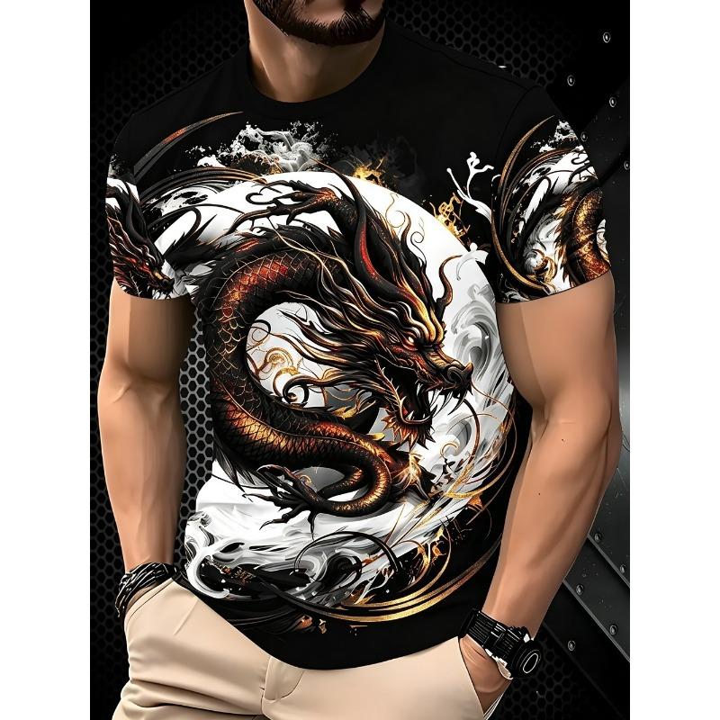 Dragon Pattern 3D Print Sport Breatha Men's T-Shirt Fun Outdoors Street Fashion Party Role Play Parent-Child Clothing