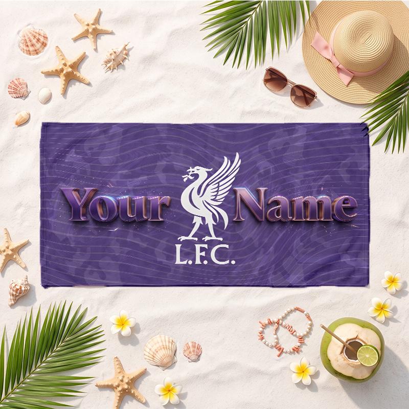 Liverpool Football Club (19) Custom Name Beach Towel Soft Towel Gift for Beach Pool Swimming Vacation