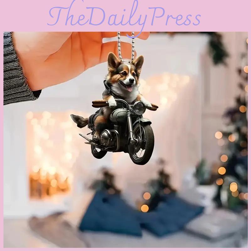 Cartoon Acrylic Motorcycle Dog Pendant Unique Car Decoration For Home And Backpack