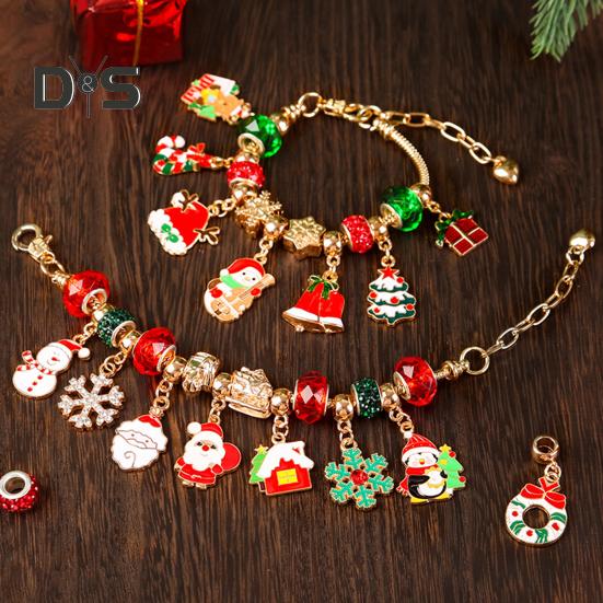 Weihnachts-Countdown-Kalender, Armband-Bastelset für Mädchen, DIY-Schmuckperlen-Charm-Set, 24 Tage, Weihnachts-Countdown-Geschenk für Kinder und Teenager