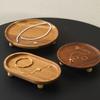 Traditional Japanese Elevated Serving Tray Natural Finish High Foot Display Tray for Food Fruits and Decors Storage