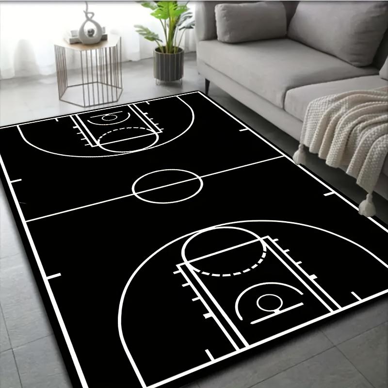 Black Basketball‑Court Print Area Rug, Floor Mat for Entryway, Kitchen, Bedroom, Living Room, Home Decor