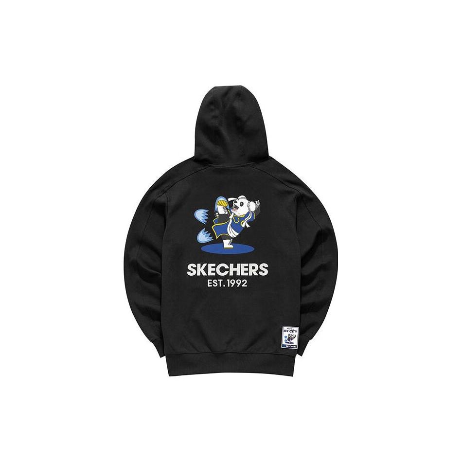 Skechers Colorful City Series Logo Letter Print Casual Sports Hoodie Unisex Hoodies Deep-Black L121U100-002K M