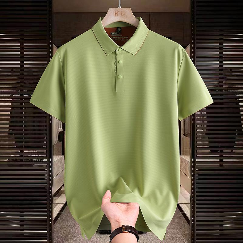 Ice Silk Polo Retro Short Sleeve Polo Shirt Men's Summer Versatile Top Shirt Color blocked Collar T-shirt