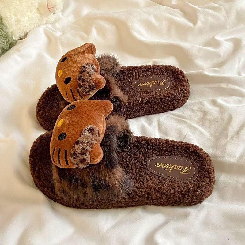 

Women s Cute Cartoon Plush Cotton Slippers - Furry Warm Home Slip-Ons for Autumn/Winter 2025 36-37 хакі