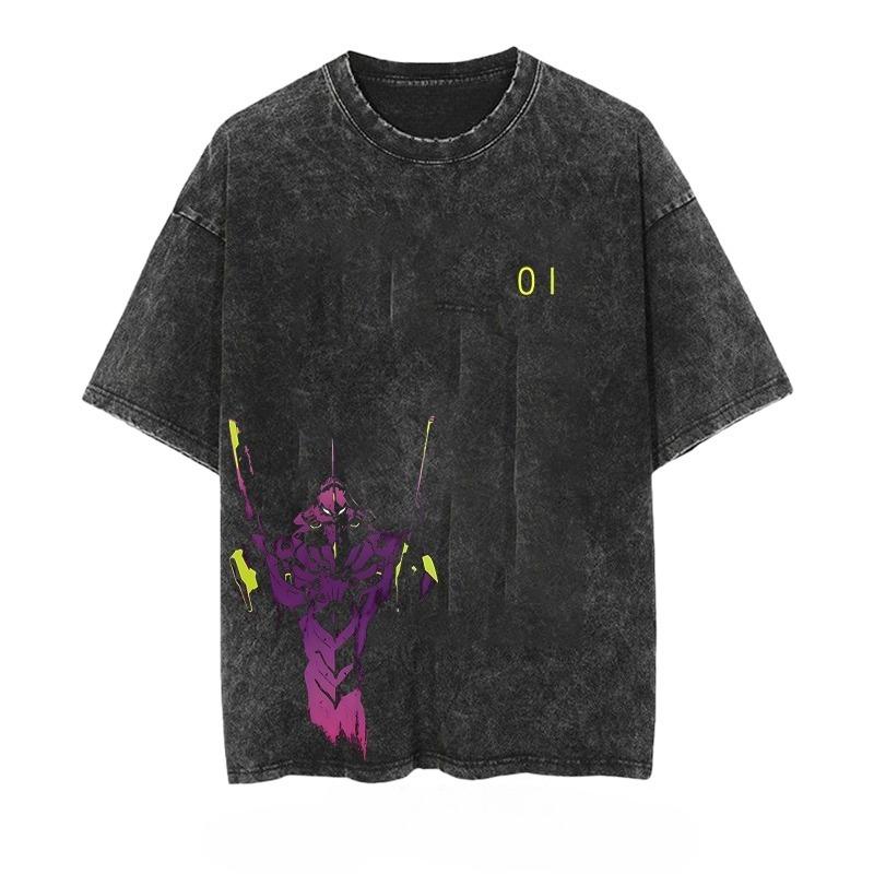 Zomer Mode Nieuwe Eeuw Evangelie Krijger Ontwerp T-shirt Y2K Harajuku Gewassen Korte Mouwen Shirt