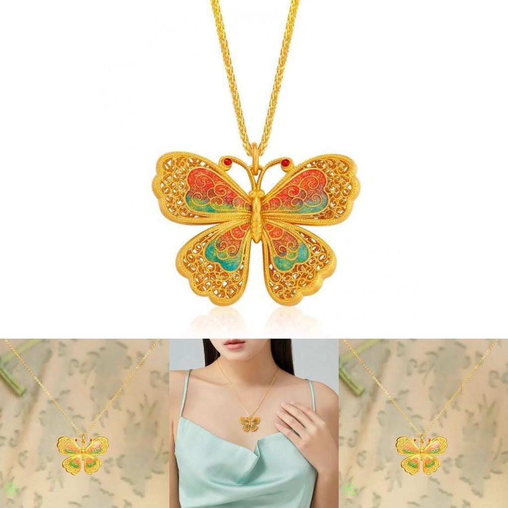 Beautiful Flower Silk Enamel Butterfly Jewelry Set Featuring Adjustable Ring Design