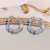 Vintage Blaue Zirkonia Creolen Elegante Minimalistische Luxus Ohrringe für Damen