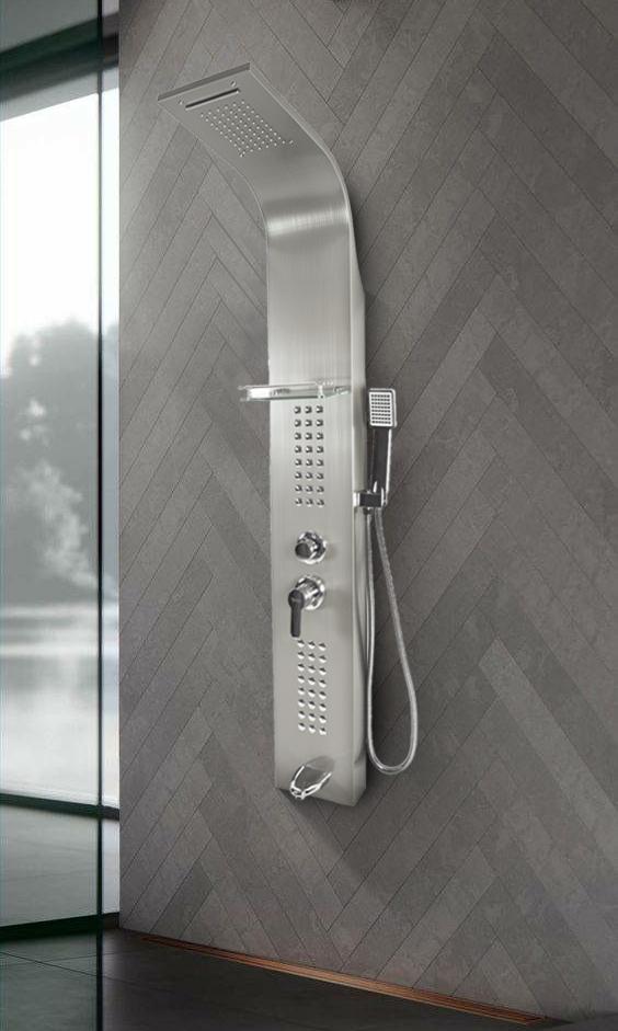 Rain Shower Panel Hydromassage Shelf Set Nickel-Plated Column