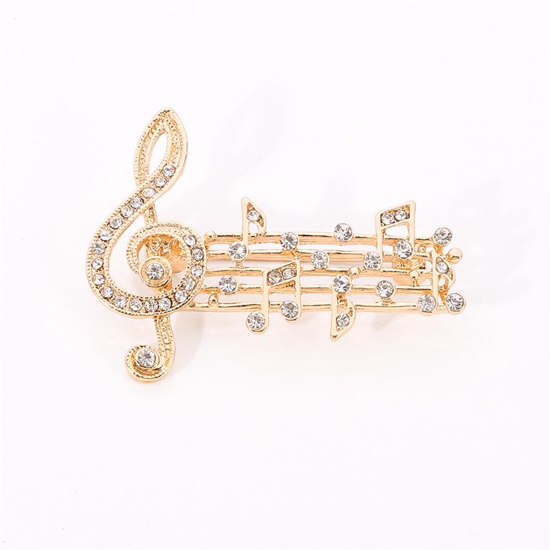 Fashion Exquisite Music Note Style Brooch Gold Silve Color Crystal Brooches For Women Musician Gift Concert Routine Jewelry