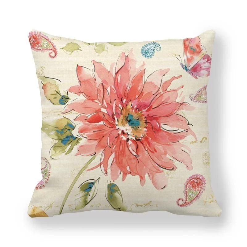 Housse de coussin florale camélia Rose, taie d'oreiller Vintage à imprimé Floral, décorative pour canapé