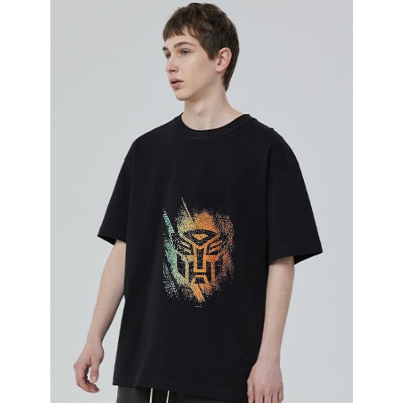 Black T-Shirt with Transformers Autobot Logo Print for Casual Wear
