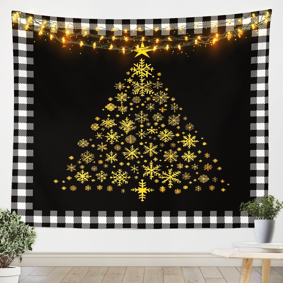 

Рождественский гобелен Дед Мороз Олень Новогодний фон Настенное украшение Камин Носки Подарки Подвесная ткань 90x75cm