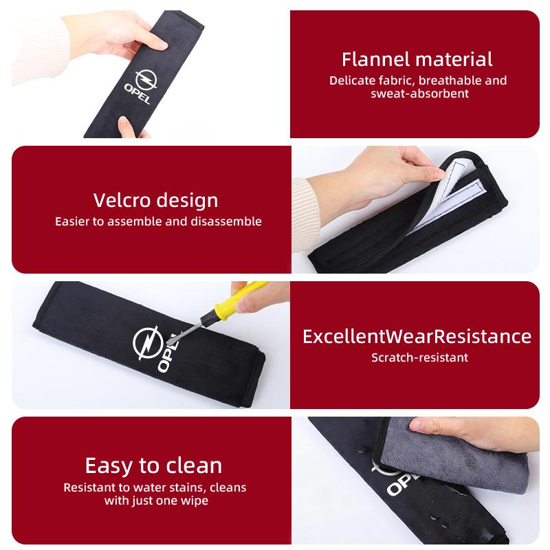 BBGL9 Car Flannel Shoulder Pads Padded Shoulder Protector Accessories For Opel Corsa Astra Insignia Vectra Zafira Meriva Mokka
