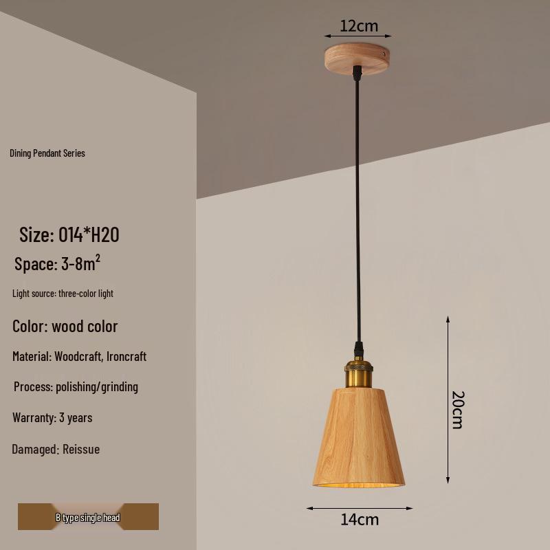 Solid Wood Nordic Japanese Chandelier for Cafe, Bar, Counter, and Homestay