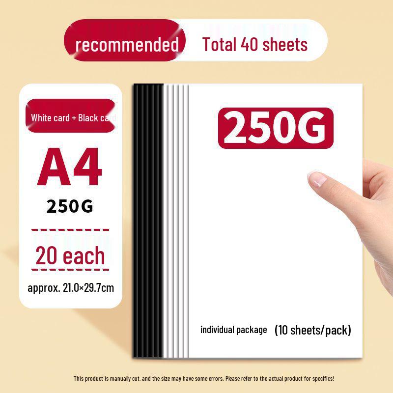 Carton A4 Alb Olandez Îngroșat, Carton Kraft Negru Handmade, Carton Colorat pentru Copii, Stil Ziar.