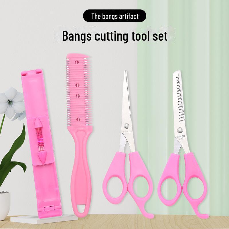Pink Hair Trimming Scissors for DIY Bangs and Personal Beauty Care