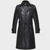Men's Long Sheepskin Leather Winter Jacket with Velvet Lining, Windbreaker, Soft Leather Suit Collar