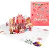 3D Birthday Cake Pop-up Greeting Card with Blessings for Company Employees