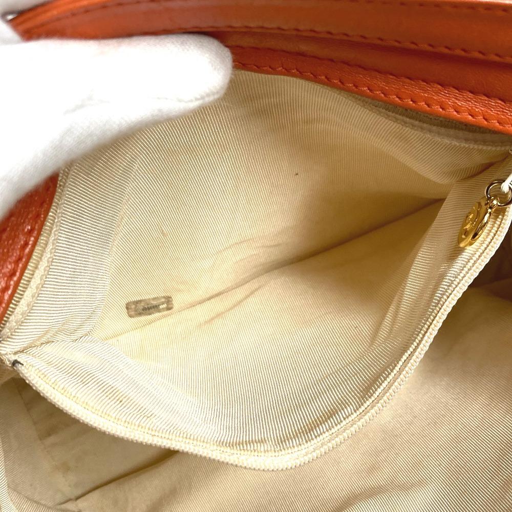CHANEL vintage CC CC Mark logo Double Chain Tote Bag Shoulder Bag Orange