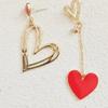 Women Valentine's Red Heart Drop Earrings Gold Plating Brass With Red Epoxy PInk Heart Dot Resin Charm Earring Water Drop Jewely