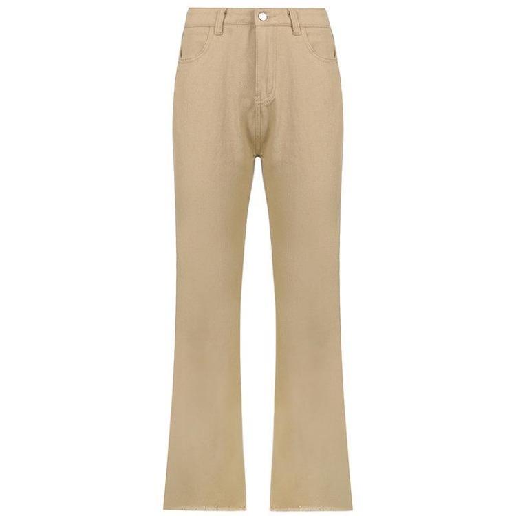 Pantaloni da Donna a Vita Alta Gamba Dritta Casual Larghi con Drappeggio Jeans Sottili Nuovi Pantaloni Monocolore