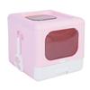Foldable Cat Litter Box Large Size Top Entry Anti Splashing Enclosed Kitty Litter Box for Home Pink