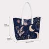 Moon Floral Casual Tote Bag for Daily Use Portable Handbag Fashion Shopping Bag for Women