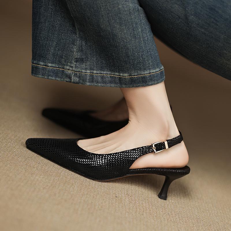 Fashion 2025 New Summer Sandals Pointed Toe Sandals Genuine Leather Women Shoes Handmade Gladiator Ladies Shoes Stiletto High Heel