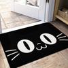 1pc, 2D Flat Printing, Black Cat Pattern Mat, Cute Cartoon Design, Colorful Anti-Slip, Machine Washable Polyester Carpet, Suitable for Home Decor, Ent