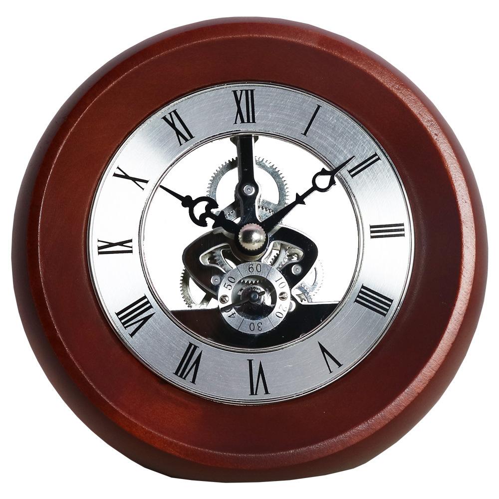 Retro Light Luxury Solid Wood Gear Unique Table Clock Transparent Rotating Elegant Digital Desk Clock Desktop Minimalist Home Decoration Ornaments