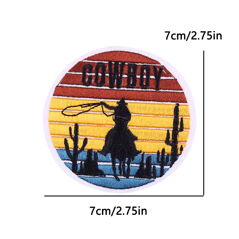 West Cowboys Iron On Patches For Clothing thermoadhesive Patches For Clothes Mushroom Embroidery Patches For Hat/Jeans DIY Badge