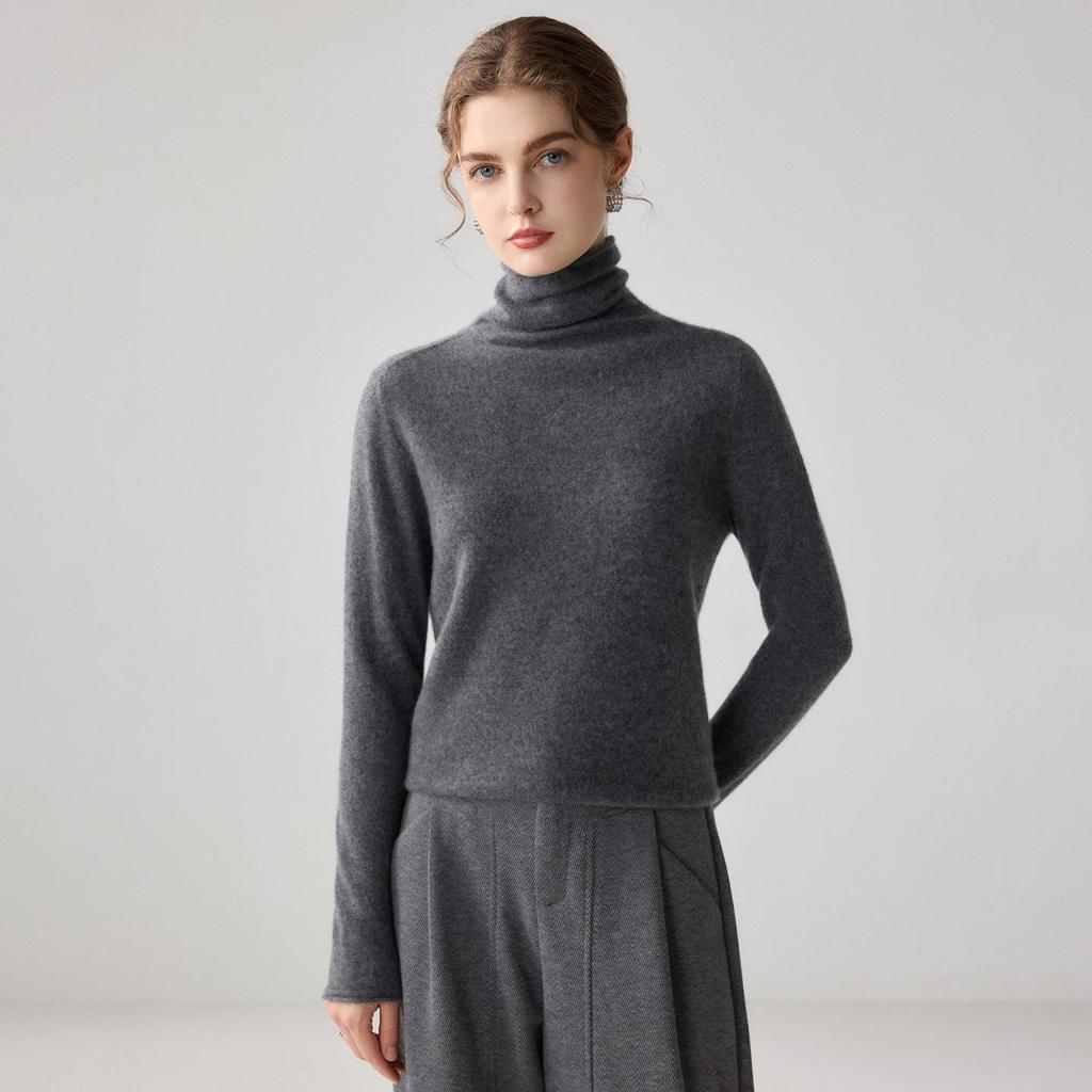 Women's Cashmere High-Neck Loose Pullover Knit Sweater