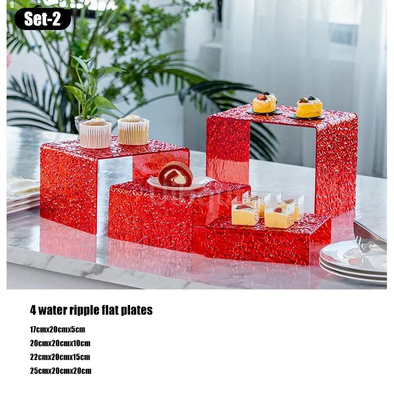 Food Display Rack Acrylic Cold Meal Hotel Business Tea Break Platform Ornament Set Cake Display Rack Dessert Table Buffet Table