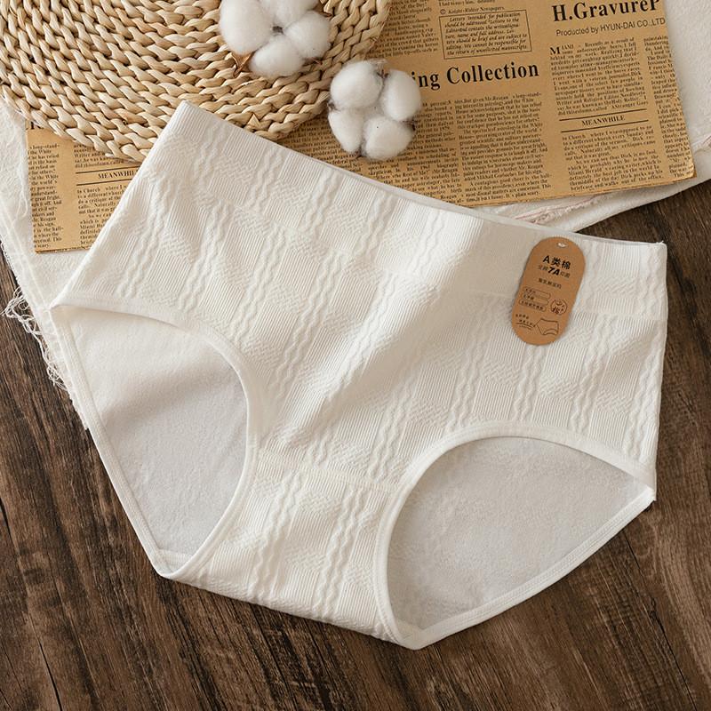 Luxurious Cotton Women s Underwear Seamless Breathable Anti-bacterial Hipster Panties For All Seasons Check Pattern,XL