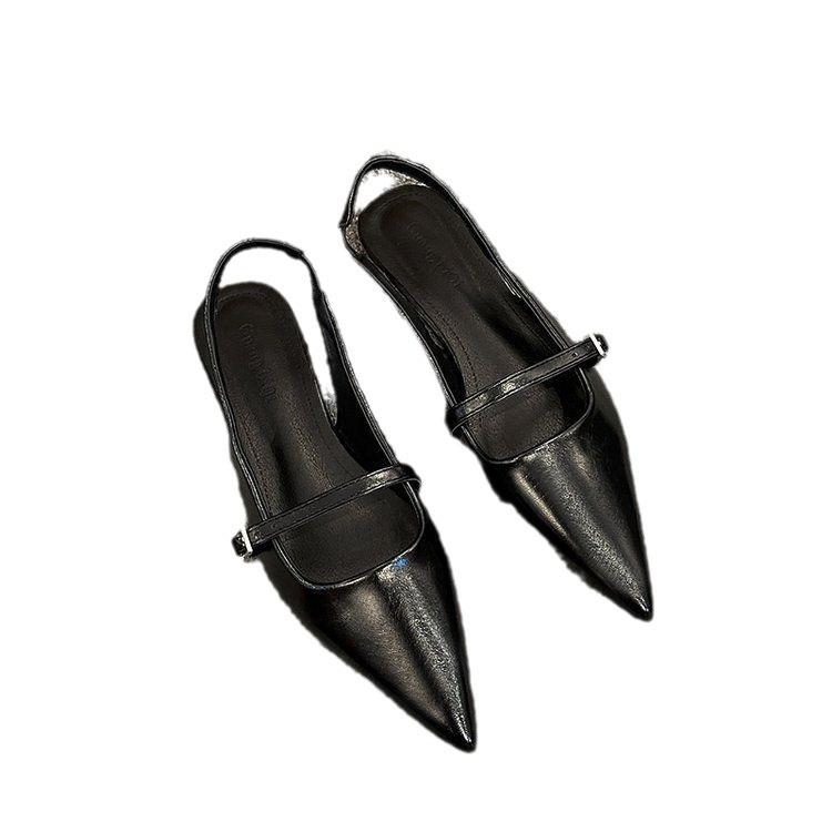 Flat bottom versatile bag head sandals women's shoes 2025 new Mary Jane with skirt pointed temperament niche single shoes