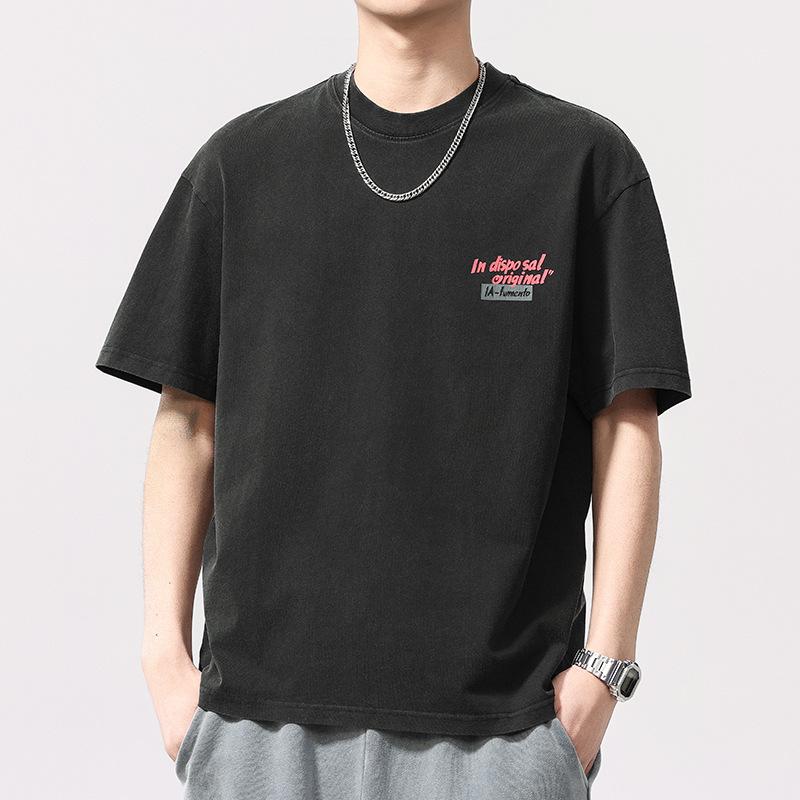 American Retro Heavy Pure Cotton Short-sleeved Men's Trendy Lazy Style Loose Casual Summer T-shirt