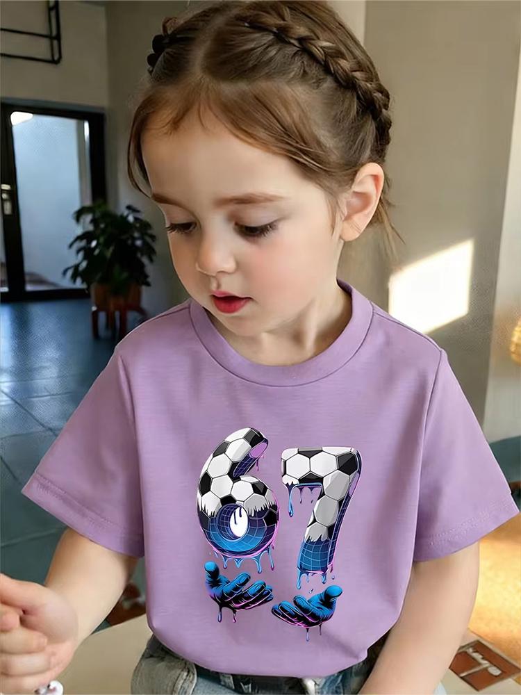 Kids Black 67 Sports Themed TShirt Soft Cotton Everyday Wear for Boys Girlsdf0193
