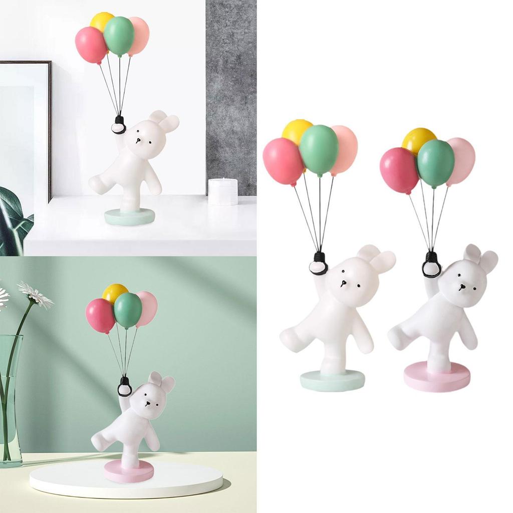 Balloon Bunny Figurine Creative Flying Bunny Figure for Bookshelf Home Party