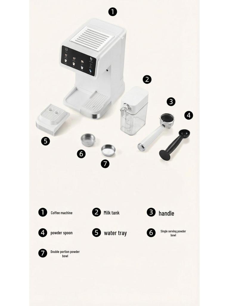 Italian Fancy Coffee Machine with Milk Tank, Auto Frothing, Color Screen, Smart Control, Dual Hot/Cold Extraction
