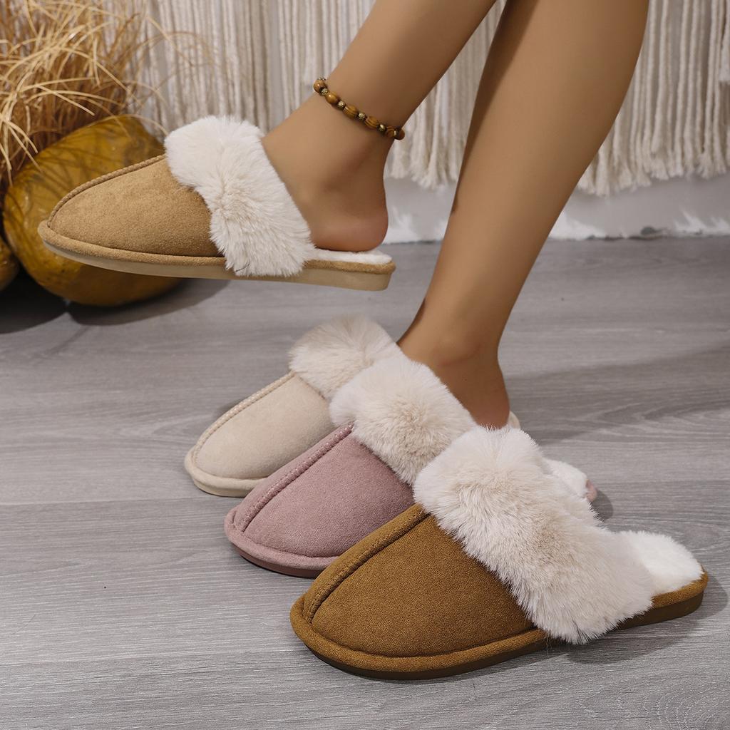 Autumn and Winter Wool Slippers Are Warm and Comfortable At Home, and Cotton Slippers Are Couple's Fleece Soft Soles and Warm Cotton Slippers