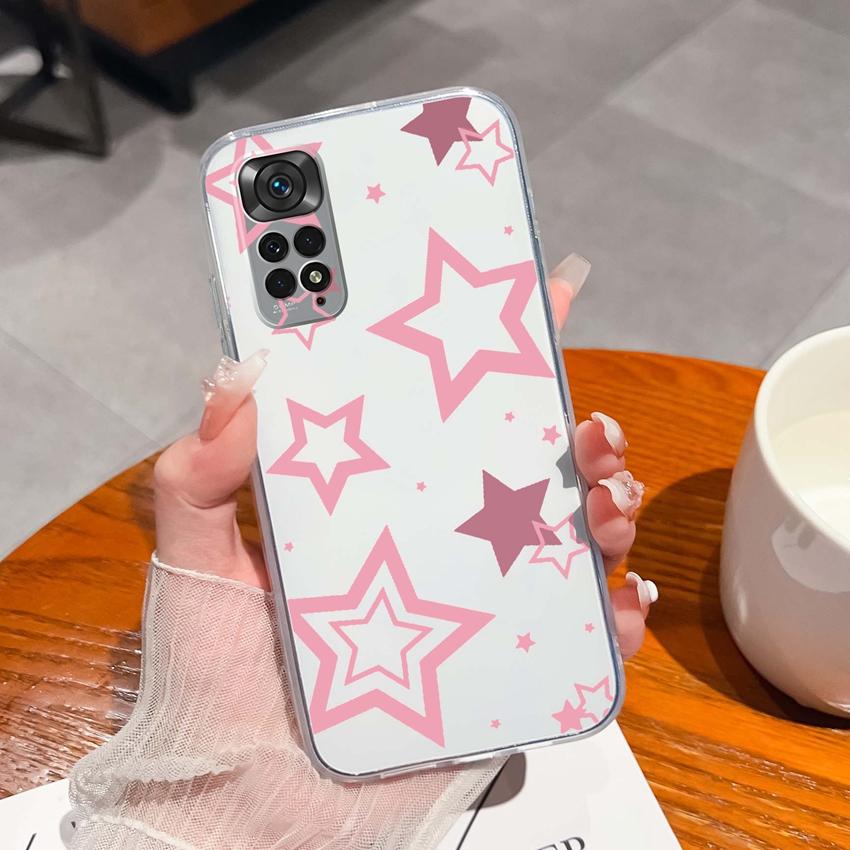 Para Redmi Note 11 11S 11T 12 12S Pro Plus Turbo Capa de Telefone Padrão de Laço Rosa Bonito Silicone Transparente de Alta Qualidade Capa Antiderrapante Para Carcaça Redmi