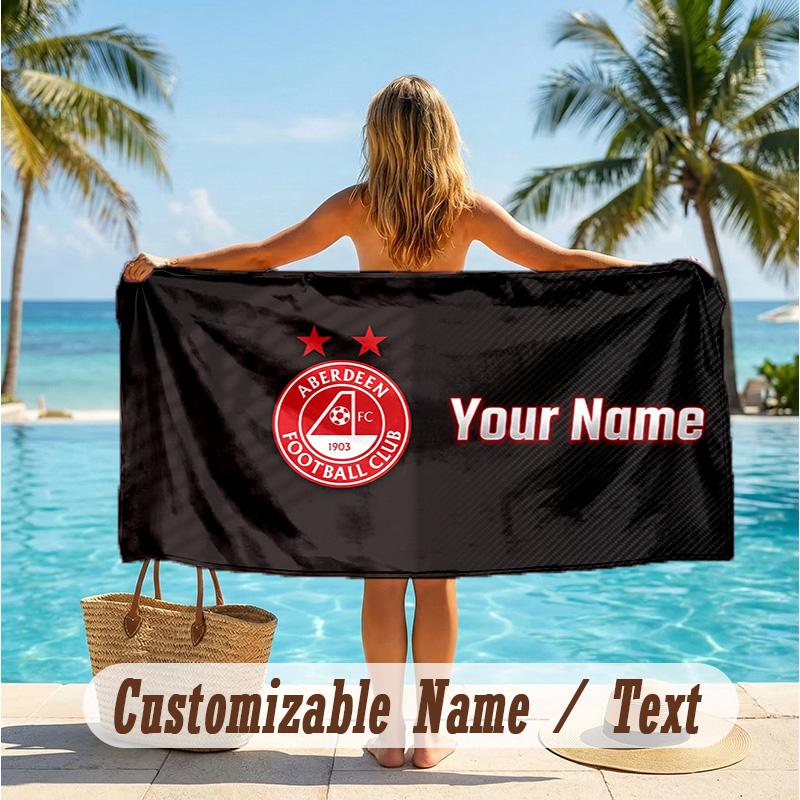 Custom Text Beach Towel, Soft Absorbent Swimming Multi-use TowelAberdeen FC
