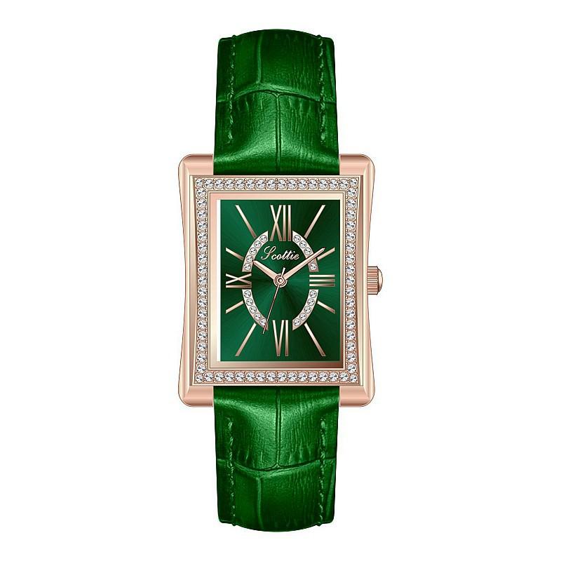 Square Quartz Ladies Watch Fashion Diamond Set Roman Vintage Watch Femininity Leather Strap