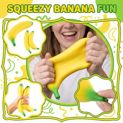 Slow Rising Banana Stress Relief Toys For Adults, Fun Sensory Toys For Anxiety Relief And Focus, Soft Pinch And Release Novelty Gift, 2 Pcs