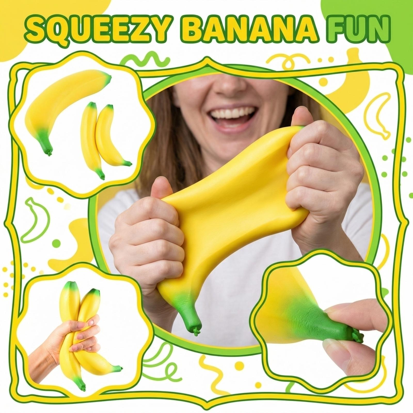

Slow Rising Banana Stress Relief Toys For Adults, Fun Sensory Toys For Anxiety Relief And Focus, Soft Pinch And Release Novelty Gift, 2 Pcs One Size